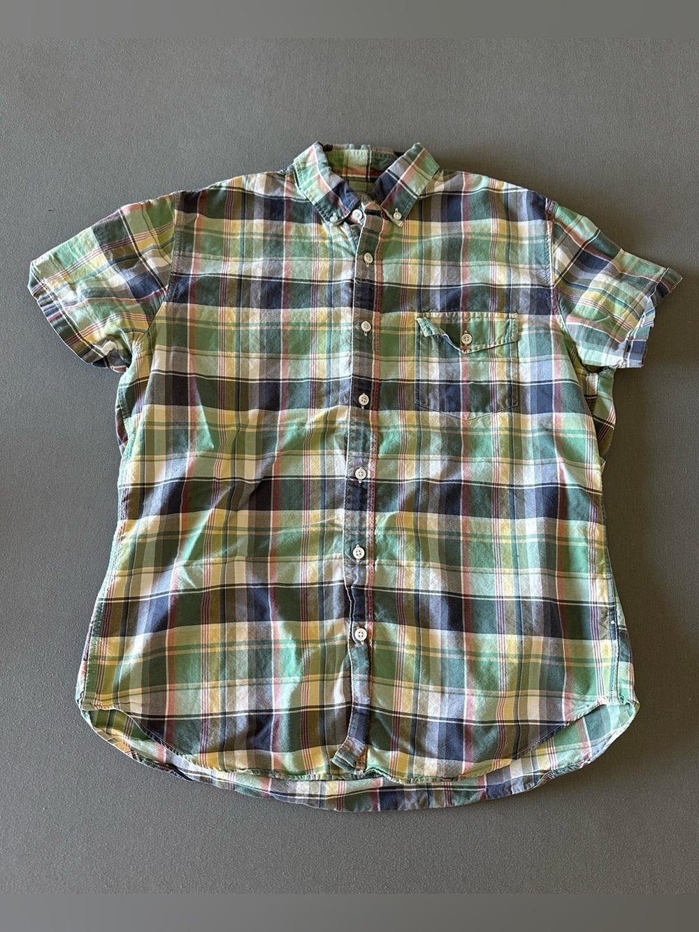 J.Crew 100% Cotton Lightweight Oxford Plaid Button-Down Short Sleeve Shirt